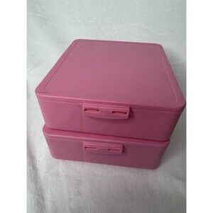 Set Of 2 Pottery Barn Kids Pink Bento Boxes Lunch Container EUC